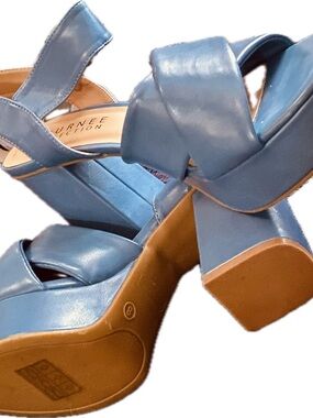 Journee Collection Powder Blue Platform Block Heel Sandals